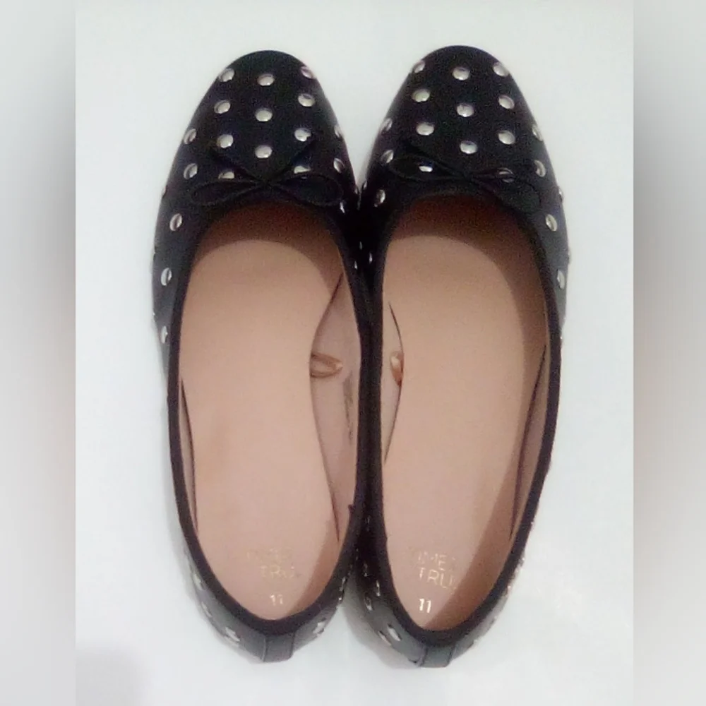 Time and Tru Women's Studded Ballet Flats Size 11 Slip On Comfort - Picture 2 of 10